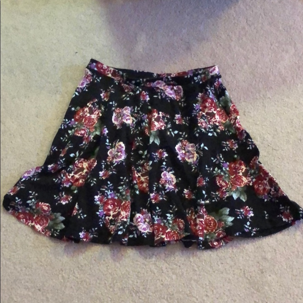 Lunachoc black floral skater skirt